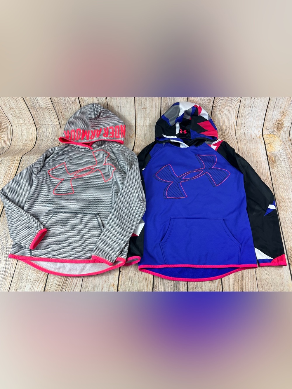 Under Armour Girls Hoodie Sweatshirts Cold Gear Size M/L Lot Of 2